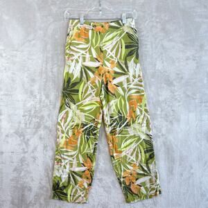 Naturals d&co Linen Blend Pants Women's XXSP Green Botanical Resort Beachwear